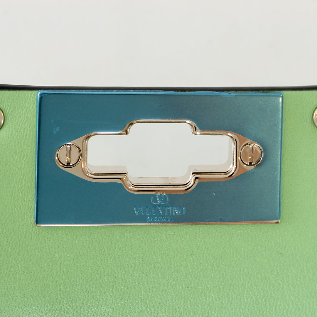 Valentino Ice Mint Nappa Leather Small Rockstud Spike Top Handle Bag