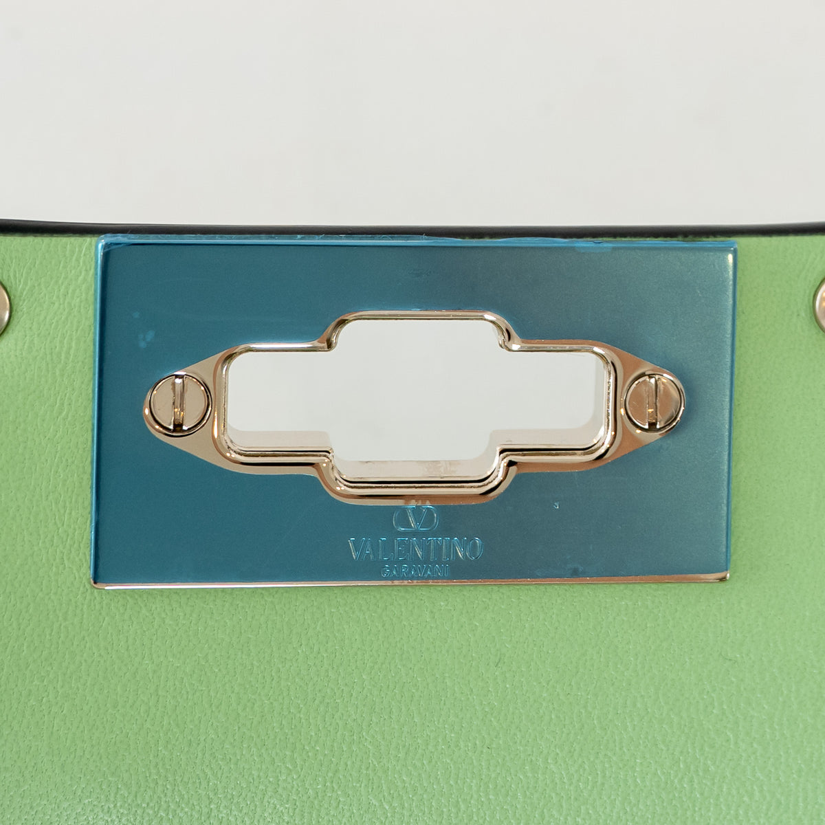 Valentino Ice Mint Nappa Leather Small Rockstud Spike Top Handle Bag