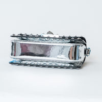 Valentino Metallic Silver Patent Leather Small Rockstud Shoulder Bag