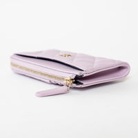 Pre-Loved Chanel™ Lilac Caviar Leather Zip Around Cardholder