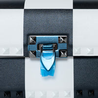Valentino Black/White Smooth Leather Chess Print Small Rockstud Shoulder Bag