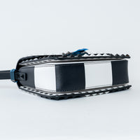 Valentino Black/White Smooth Leather Chess Print Small Rockstud Shoulder Bag