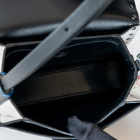 Valentino Black/White Smooth Leather Chess Print Small Rockstud Shoulder Bag