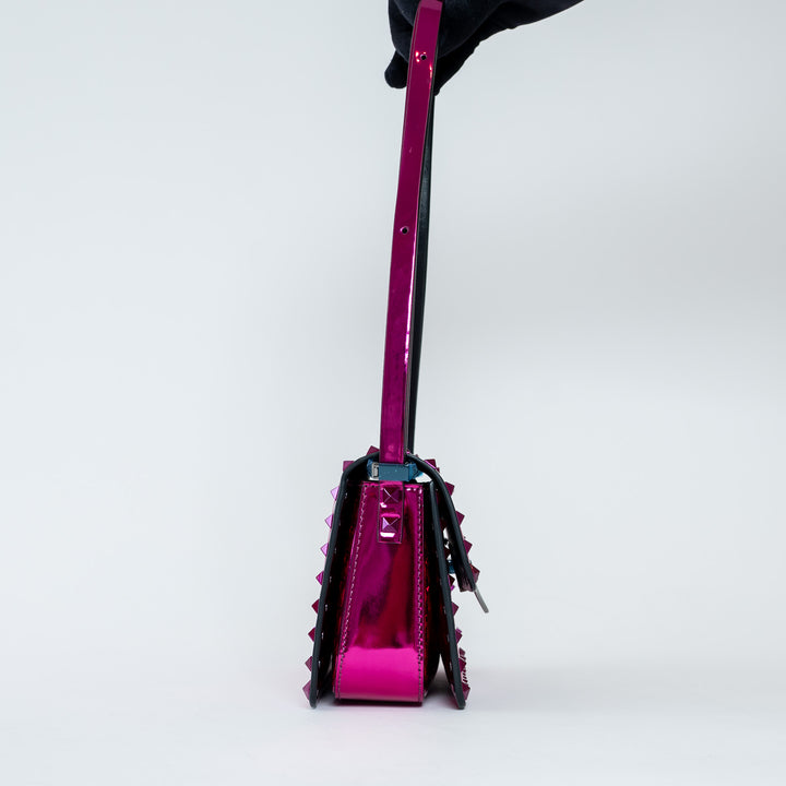 Valentino Magenta Patent Leather Small Rockstud Shoulder Bag