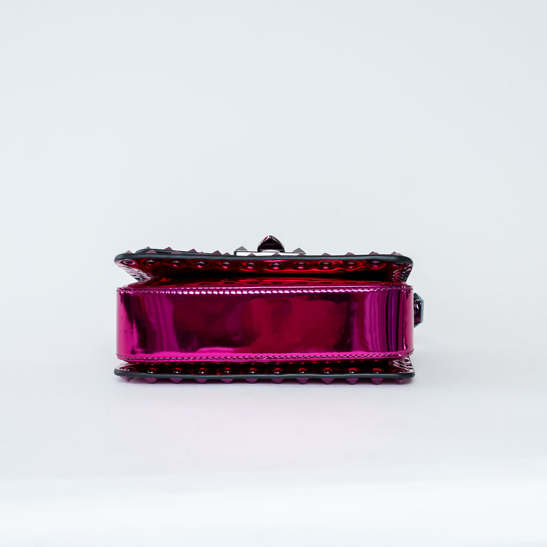 Valentino Magenta Patent Leather Small Rockstud Shoulder Bag