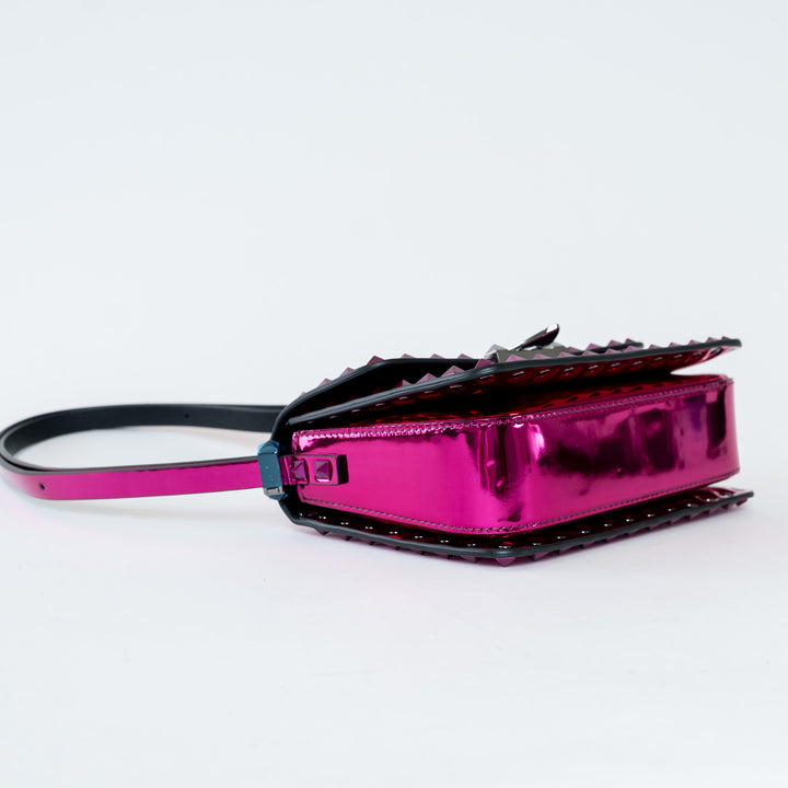 Valentino Magenta Patent Leather Small Rockstud Shoulder Bag