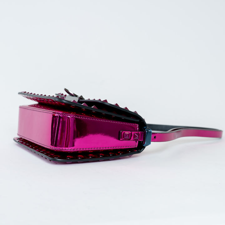 Valentino Magenta Patent Leather Small Rockstud Shoulder Bag