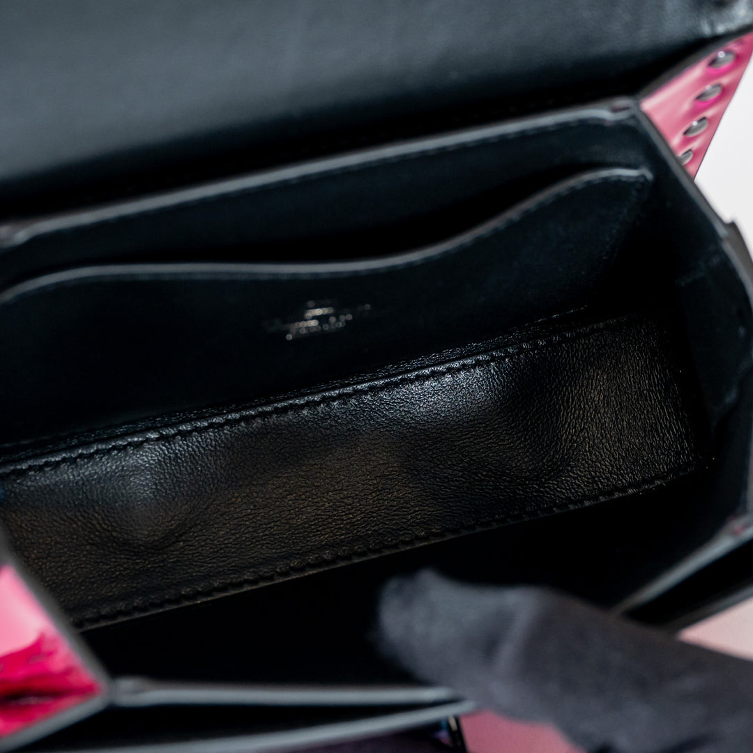 Valentino Magenta Patent Leather Small Rockstud Shoulder Bag
