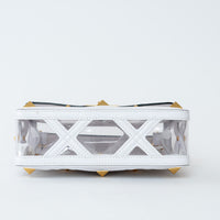 Valentino White Calf Leather and PVC Medium Roman Stud Shoulder Bag