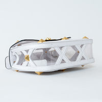 Valentino White Calf Leather and PVC Medium Roman Stud Shoulder Bag