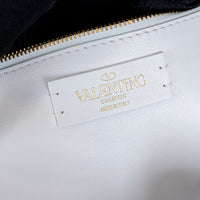 Valentino White Calf Leather and PVC Medium Roman Stud Shoulder Bag