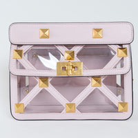 Valentino Pink Calf Leather and PVC Medium Roman Stud Shoulder Bag