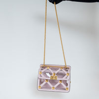 Valentino Pink Calf Leather and PVC Medium Roman Stud Shoulder Bag