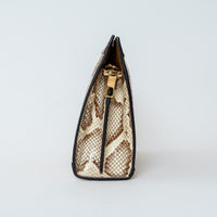 Gucci Beige Raffia and Elaphe Snakeskin Leather Small Ophidia Shoulder Bag