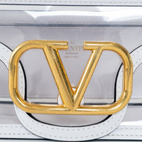 Valentino PVC and White Calf Leather East West Large Loco Shoulder Bag