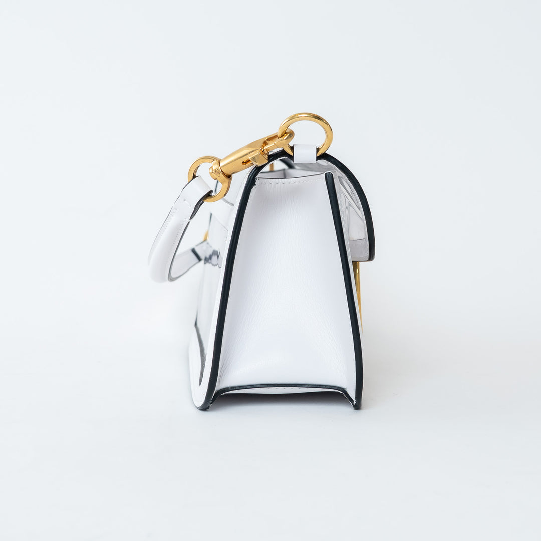Valentino PVC and White Calf Leather East West Large Loco Shoulder Bag