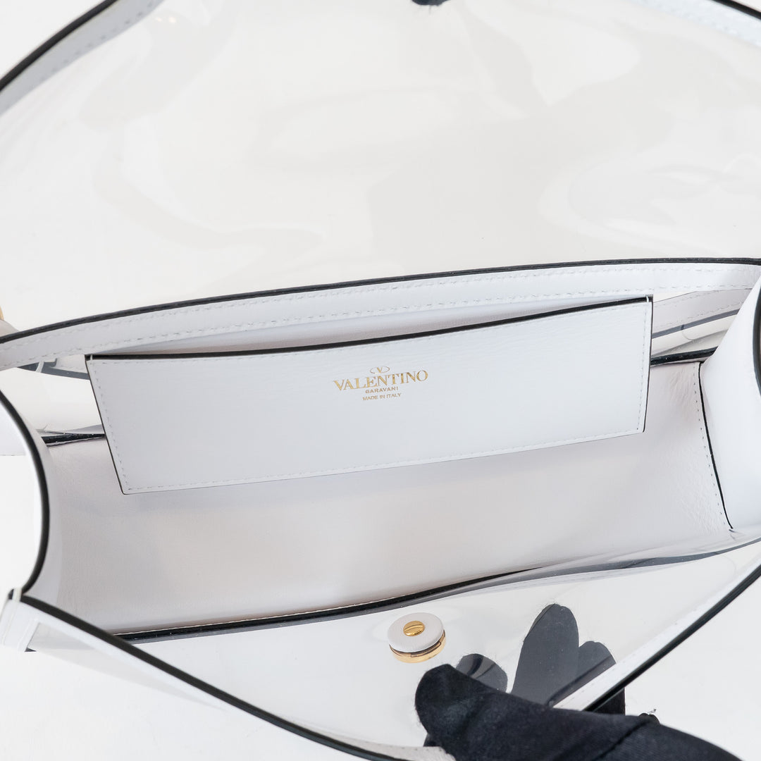 Valentino PVC and White Calf Leather East West Large Loco Shoulder Bag