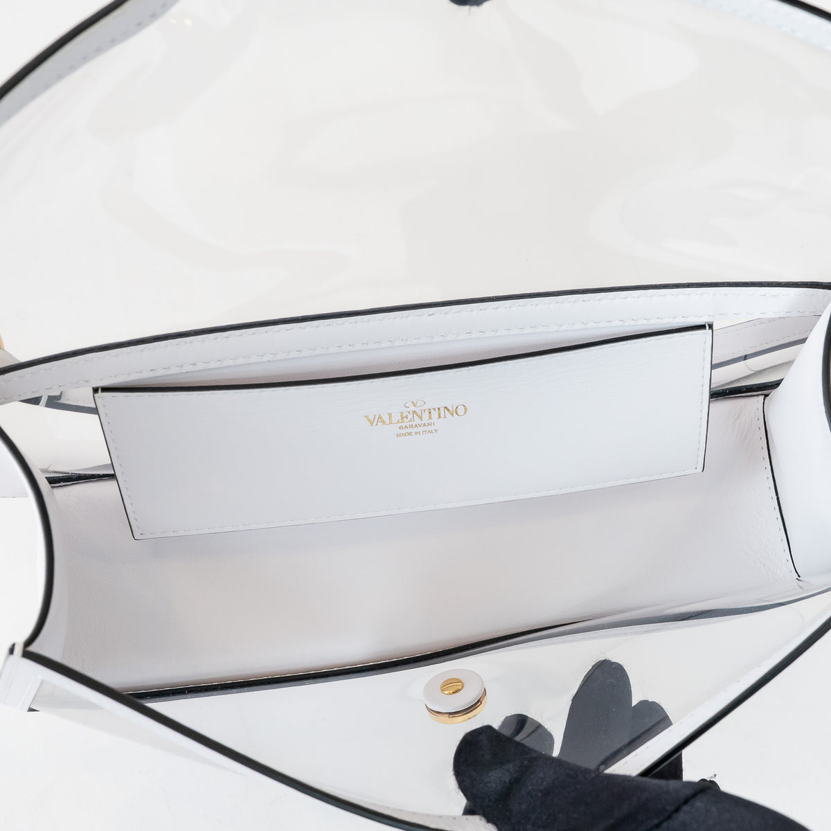 Valentino PVC and White Calf Leather East West Large Loco Shoulder Bag