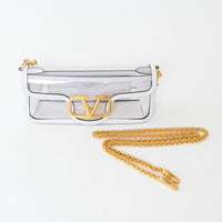 Valentino PVC and White Calf Leather East West Large Loco Shoulder Bag