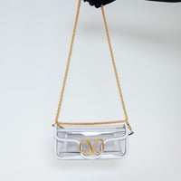 Valentino PVC and White Calf Leather East West Large Loco Shoulder Bag