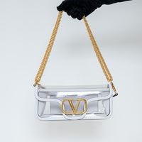 Valentino PVC and White Calf Leather East West Large Loco Shoulder Bag