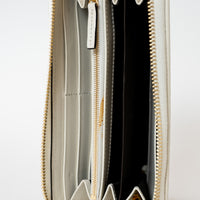 Gucci Beige and White GG Supreme Canvas Gold Horsebit Zip Around Continental Wallet