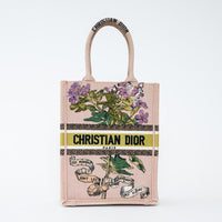 Dior Blush Pink Canvas 2020 Fleurs Bibliques Vertical Book Tote