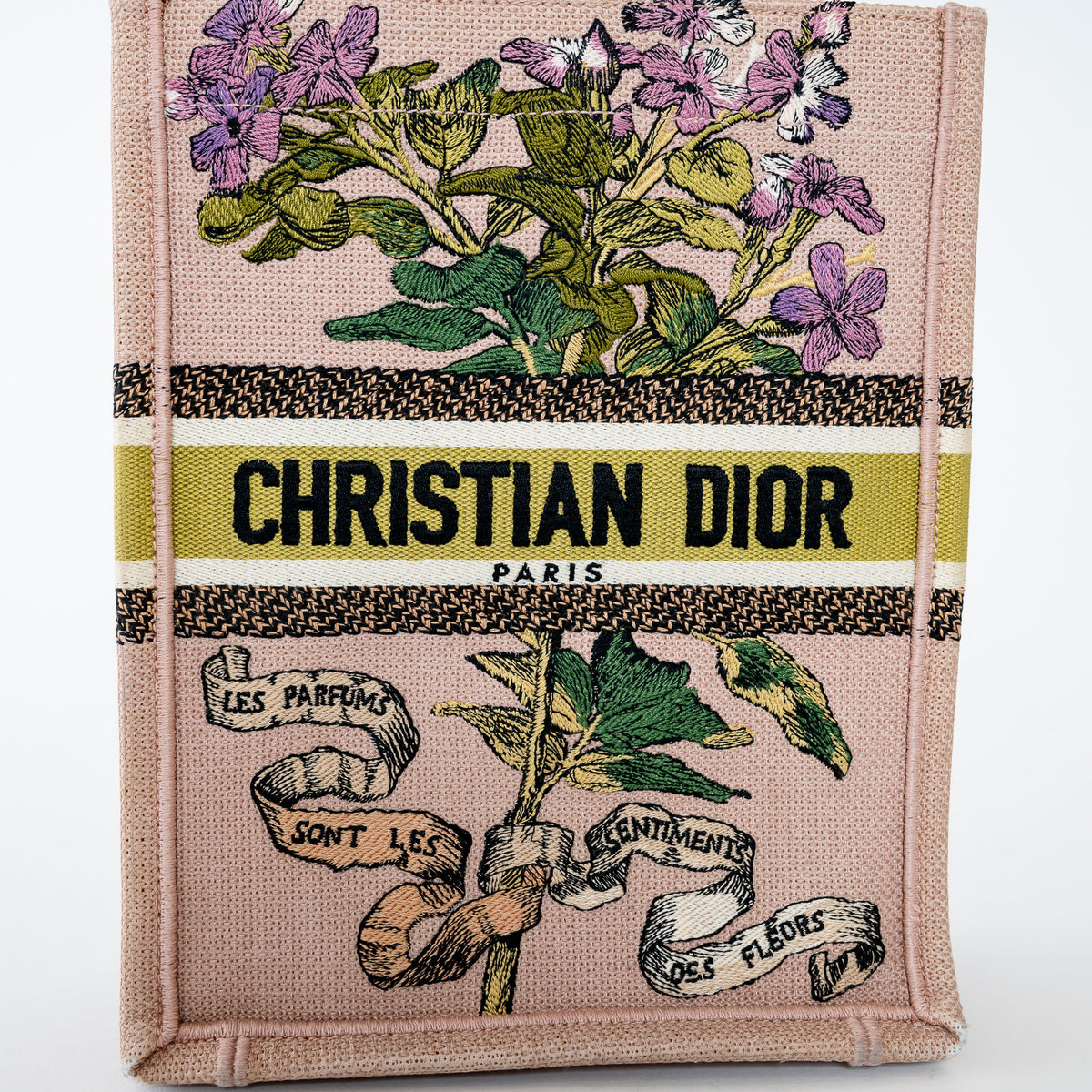 Dior Blush Pink Canvas 2020 Fleurs Bibliques Vertical Book Tote
