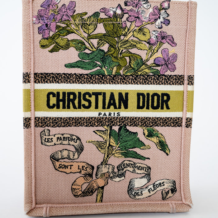 Dior Blush Pink Canvas 2020 Fleurs Bibliques Vertical Book Tote