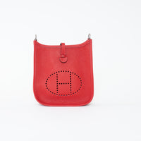 Hermes Red Clemence Leather Mini Evelyne 16