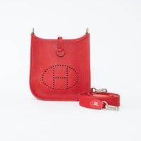 Hermes Red Clemence Leather Mini Evelyne 16