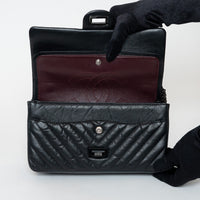 Pre-Loved Chanel™ Black Aged Lambskin Chevron Medium 2.55 Double Flap Bag
