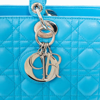 Dior Blue Cannage Lambskin Leather Large Lady Dior Handbag