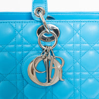 Dior Blue Cannage Lambskin Leather Large Lady Dior Handbag
