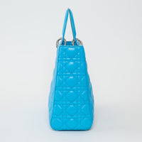 Dior Blue Cannage Lambskin Leather Large Lady Dior Handbag