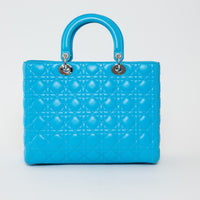 Dior Blue Cannage Lambskin Leather Large Lady Dior Handbag