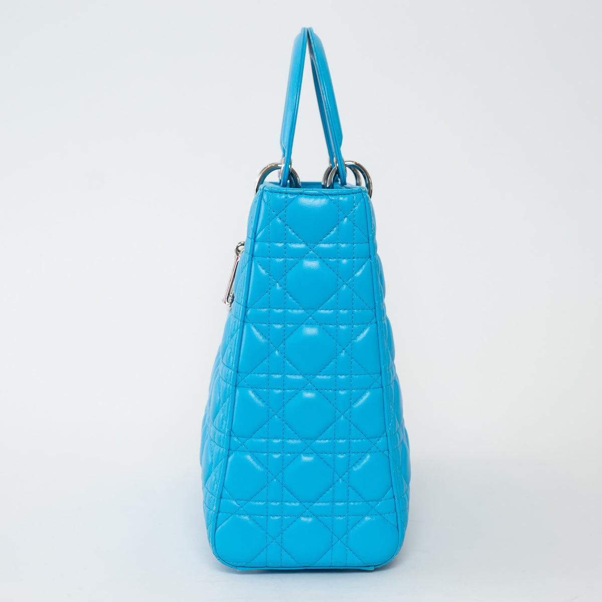 Dior Blue Cannage Lambskin Leather Large Lady Dior Handbag