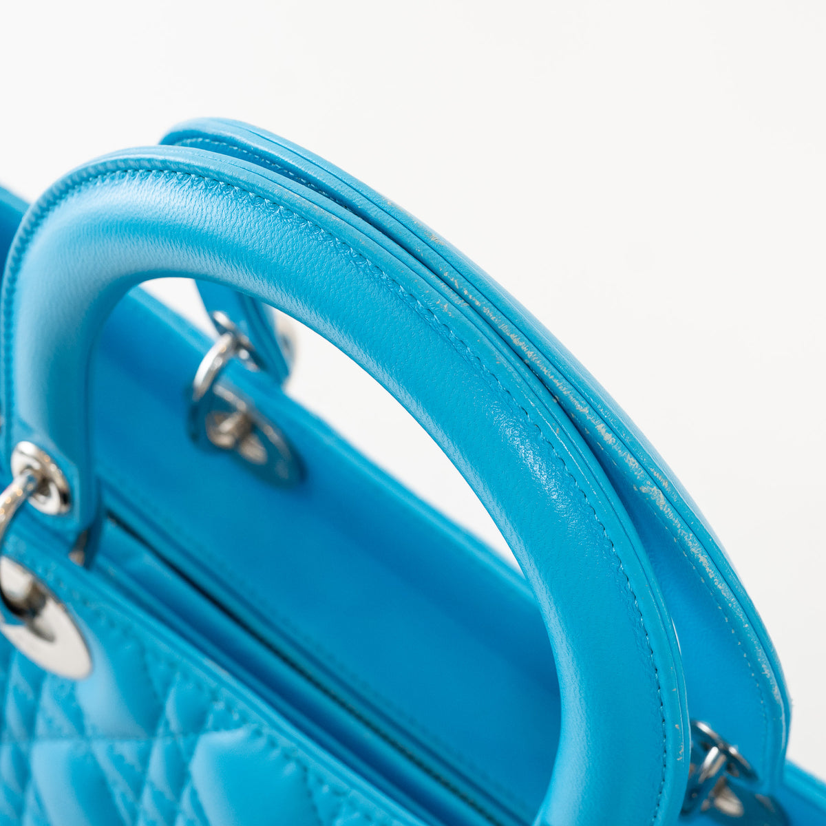 Dior Blue Cannage Lambskin Leather Large Lady Dior Handbag