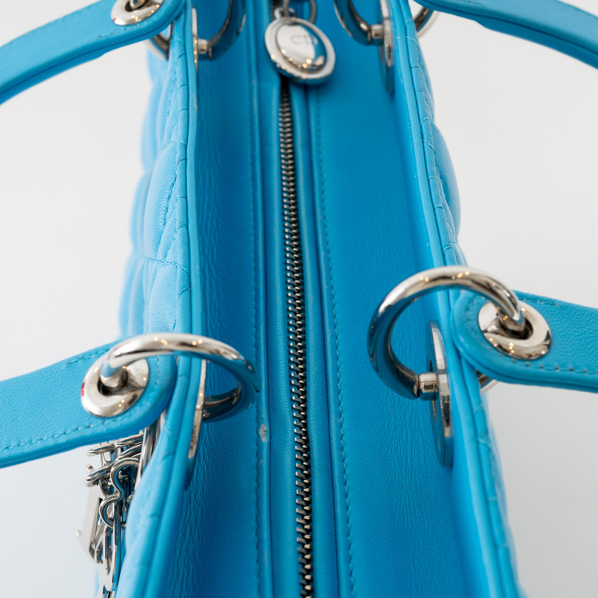 Dior Blue Cannage Lambskin Leather Large Lady Dior Handbag