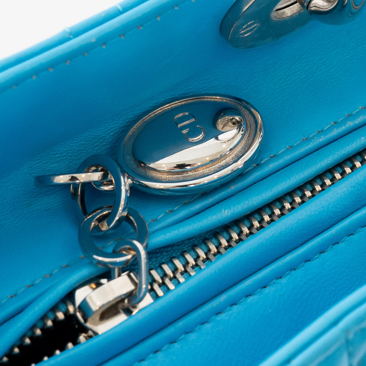 Dior Blue Cannage Lambskin Leather Large Lady Dior Handbag