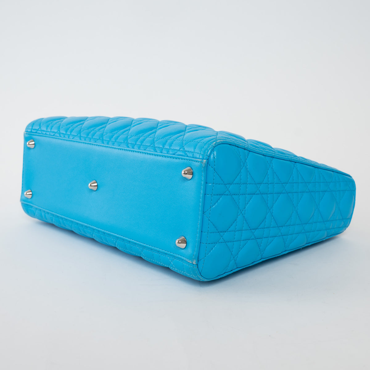 Dior Blue Cannage Lambskin Leather Large Lady Dior Handbag