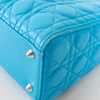 Dior Blue Cannage Lambskin Leather Large Lady Dior Handbag