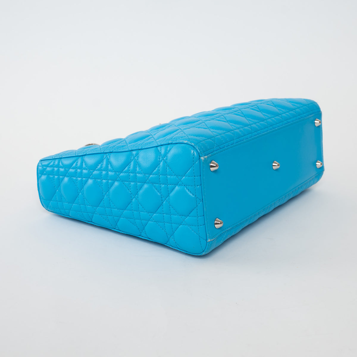 Dior Blue Cannage Lambskin Leather Large Lady Dior Handbag