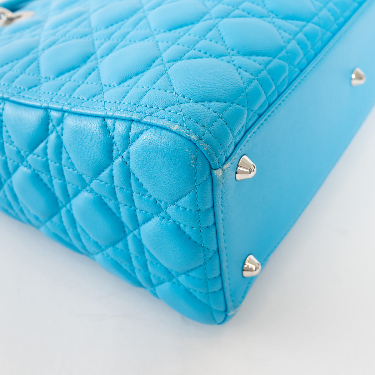 Dior Blue Cannage Lambskin Leather Large Lady Dior Handbag