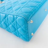 Dior Blue Cannage Lambskin Leather Large Lady Dior Handbag