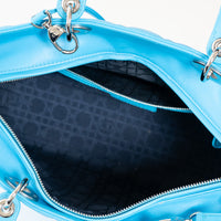Dior Blue Cannage Lambskin Leather Large Lady Dior Handbag