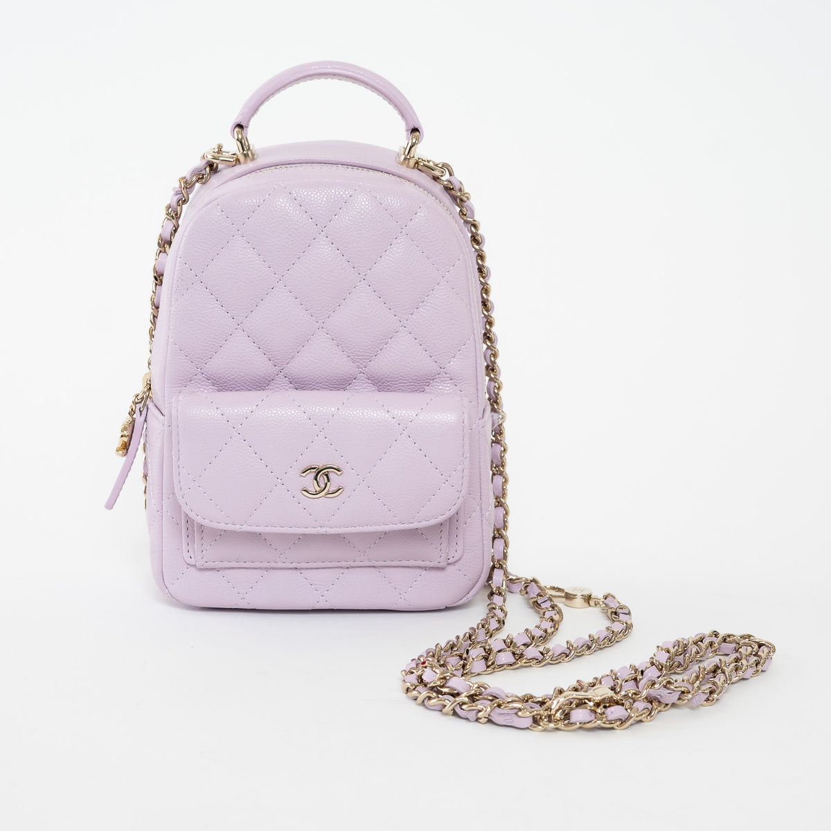 Pre-Loved Chanel™ Lilac Caviar Leather Mini Backpack