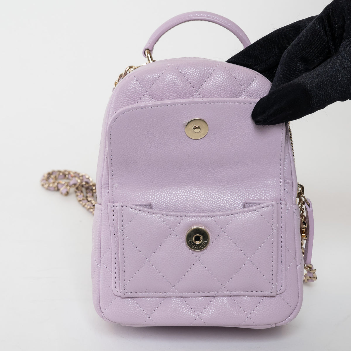 Pre-Loved Chanel™ Lilac Caviar Leather Mini Backpack