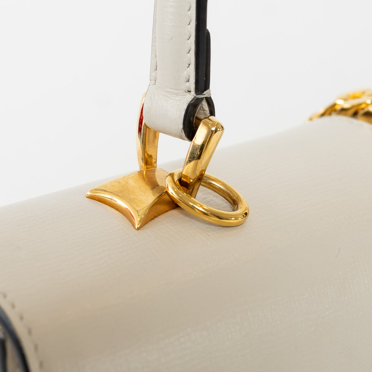 Gucci White Calfskin Leather Medium Sylvie 1969 Top Handle Bag