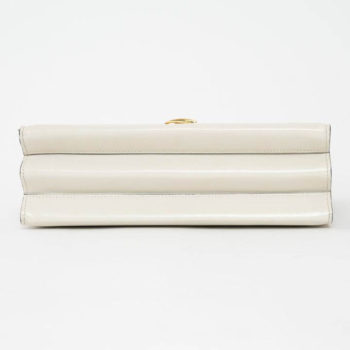Gucci White Calfskin Leather Medium Sylvie 1969 Top Handle Bag